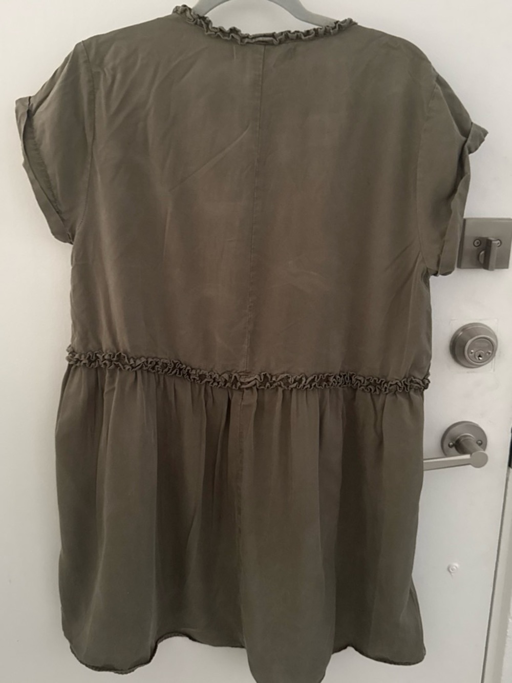 Zara Olive Green Ruffle Trim Tunic - Picture 4 of 4